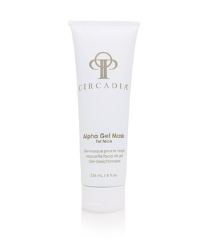 Circadia Alpha Gel Mask gel cleanser in a clear jar with a smooth, transparent gel texture, designed for skincare.