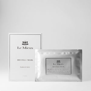 Le Mieux Bio Cell+ Mask, a hydrating skincare mask from Le Mieux showing a close-up of the mask's texture and design.