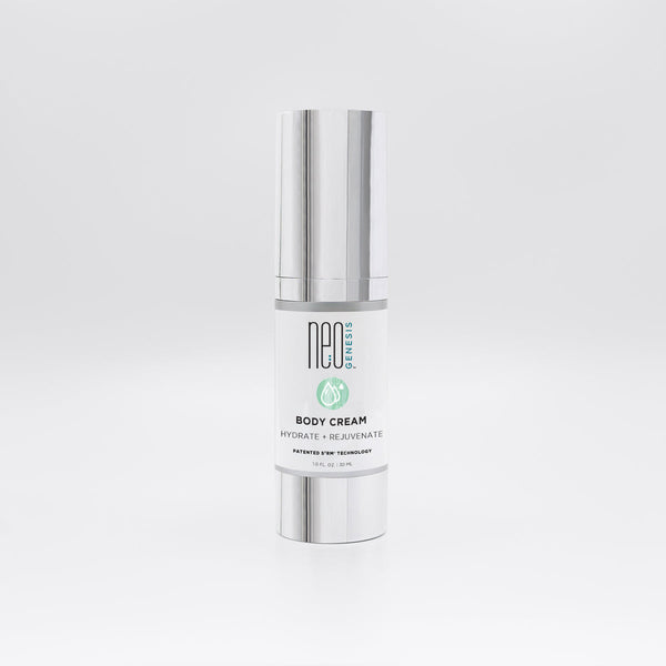 NeoGenesis Body Cream in a 30mL jar, showcasing a creamy texture ideal for moisturizing skin.