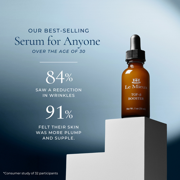 Le Mieux TGF-β Booster serum bottle with dropper, featuring the product label and sleek packaging design.