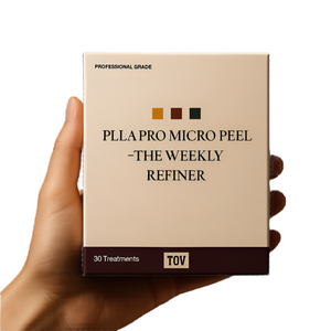 Tov Beauty HOP+ PLLA Pro Micro Peel cell cream in a sleek container with a white background, showcasing its rich texture.