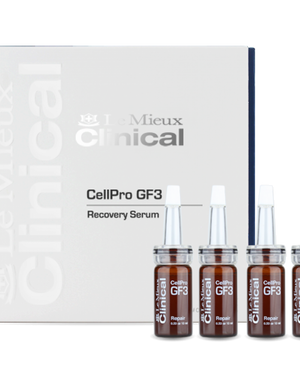 Le Mieux Clinical CellPro GF3 Serum in a sleek bottle, showcasing its growth factor formula for skin rejuvenation.