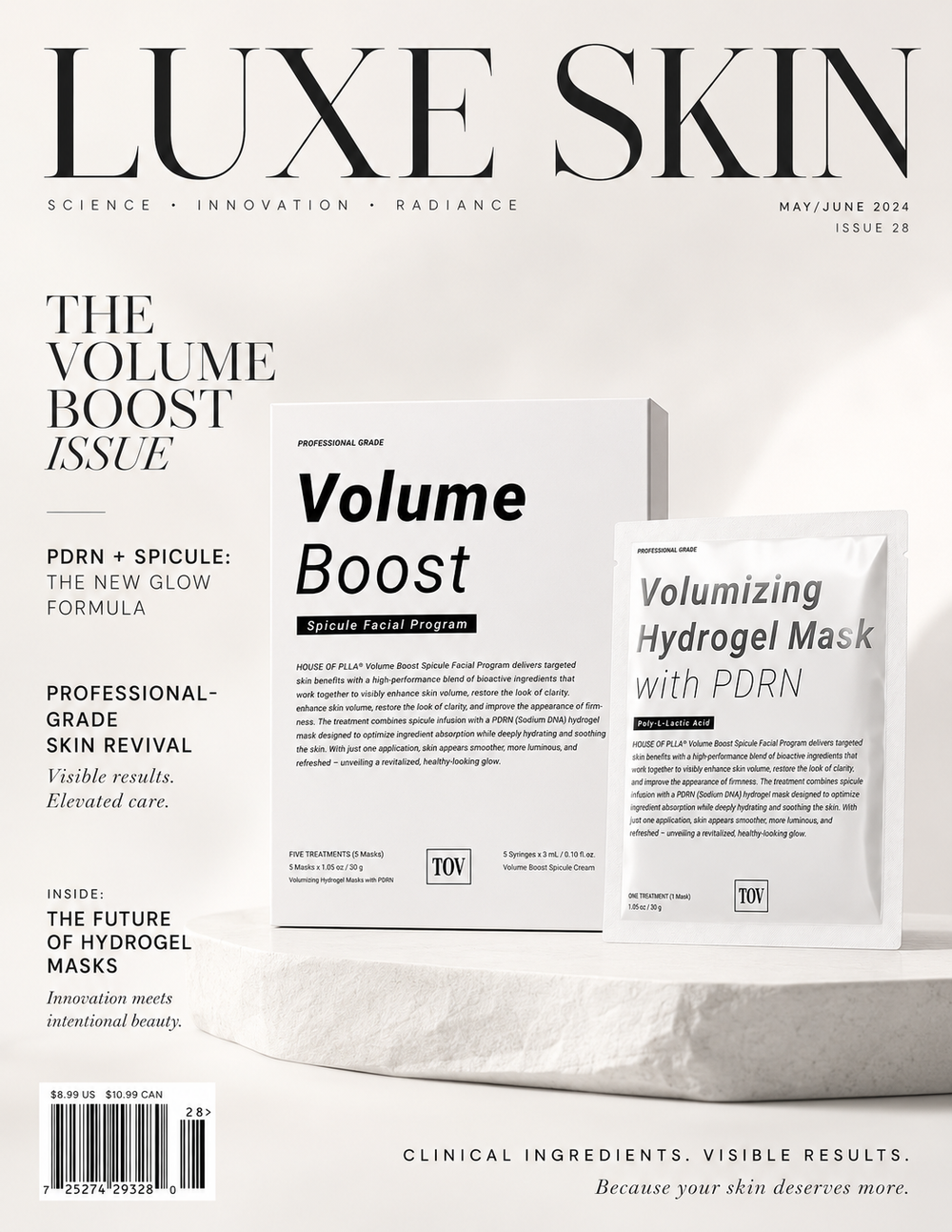 AO MEDICAL HOP+ Volume Boost Spicule Facial with collagen PDRN salmon hydrogel mask and syringes for skin rejuvenation