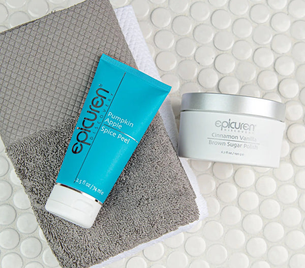 Epicuren Discovery Brown Sugar Polish in Cinnamon Vanilla, 6.7 Fl Oz, showcasing a creamy scrub texture and warm color.