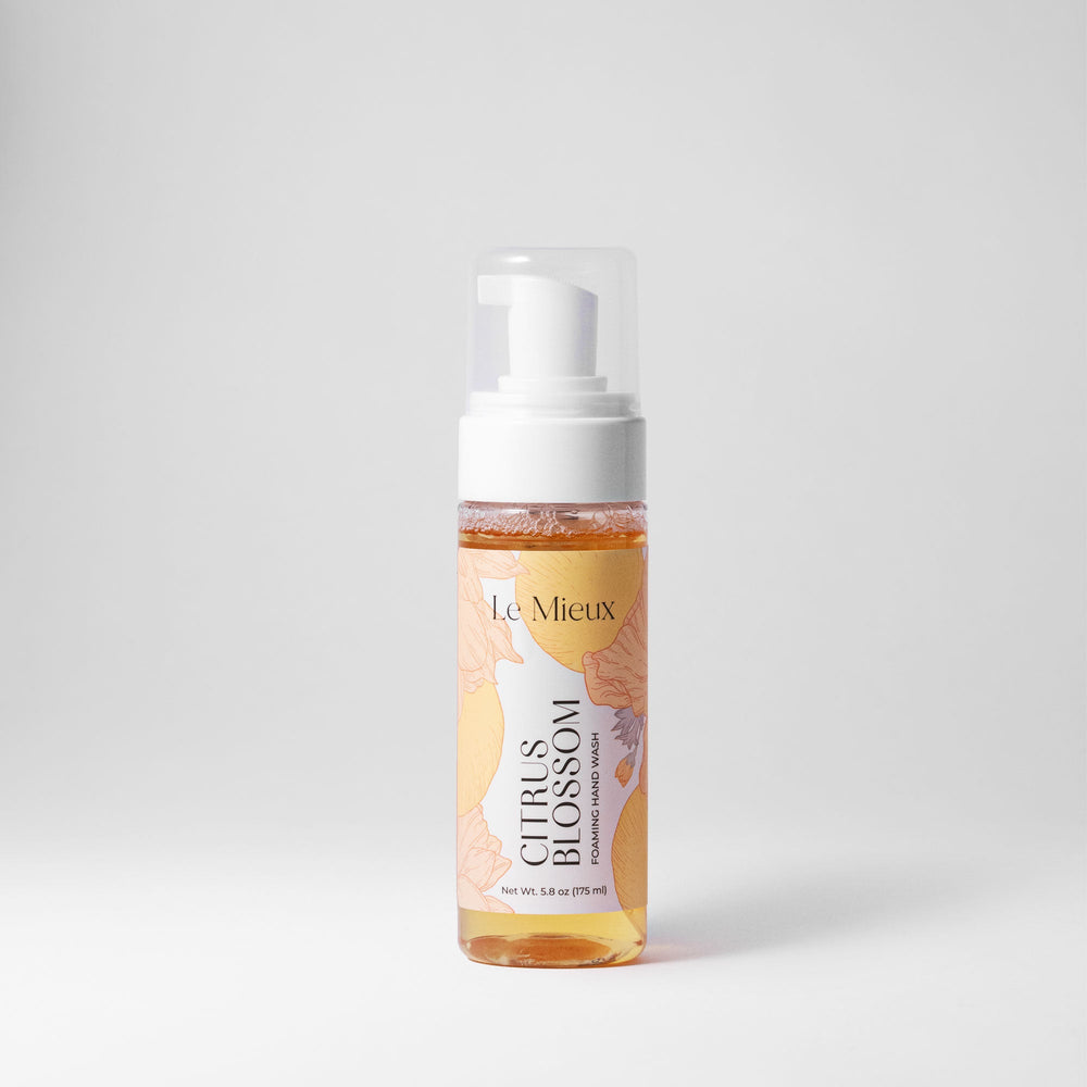 Le Mieux Citrus Blossom foaming hand wash in a 5.8oz bottle with a white cap, featuring citrus blossom scent.