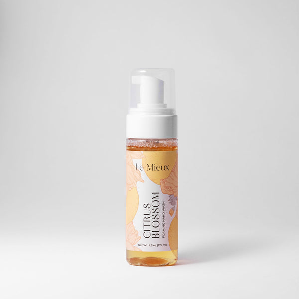 Le Mieux Citrus Blossom Foaming Hand Wash in a 5.8 oz bottle with a pump cap, featuring a vibrant citrus design.
