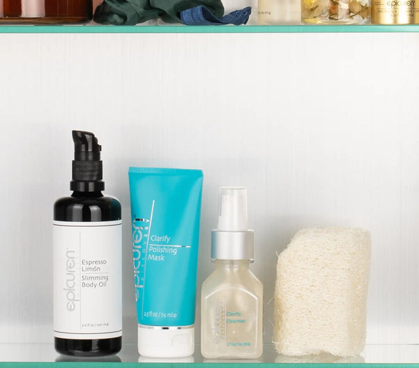 Epicuren Discovery Clarify Polishing Mask in a 2.5 Fl Oz jar, showcasing the exfoliant texture and packaging design.