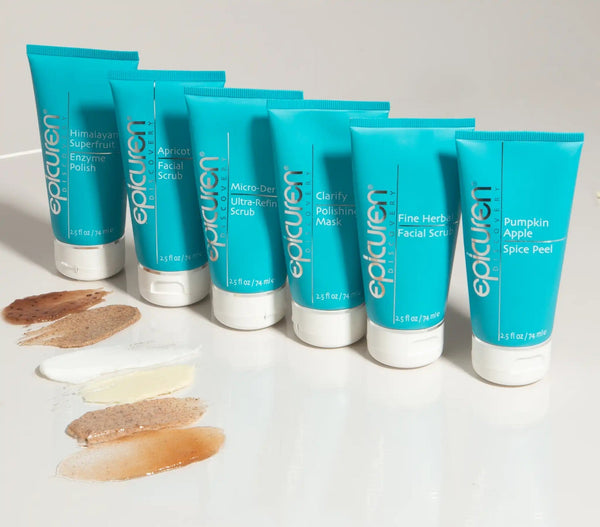 Epicuren Discovery Clarify Polishing Mask in a 2.5 Fl Oz jar, showcasing creamy texture and packaging design.