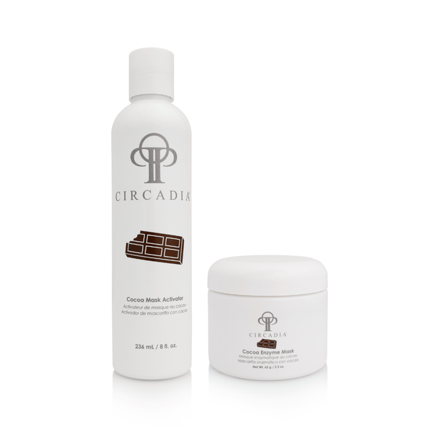 Circadia Cocoa Enzyme Gel Cleanser and mask set with cocoa extract for gentle skincare and deep cleansing.
