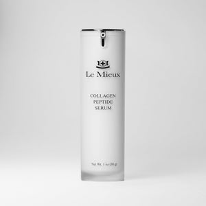 Le Mieux Collagen Peptide Serum bottle with dropper, clear serum, and minimalist label, displayed on a neutral background.