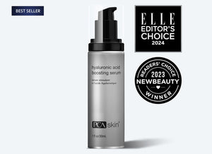 PCA Skin Hyaluronic Acid Boosting Serum 1oz bottle for eye, neck, and lip hydration, featuring a sleek design.