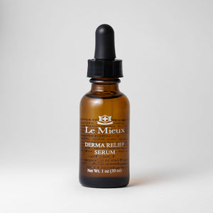 Le Mieux Derma Relief Serum in a 1oz bottle, featuring a clear, soothing serum designed for skin hydration and calmness.