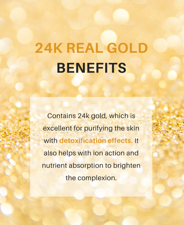 Tov Beauty Trandmi 24k Gold Intensive Ampoule-ssence in a glass dropper bottle for hydration with a gold shimmer.