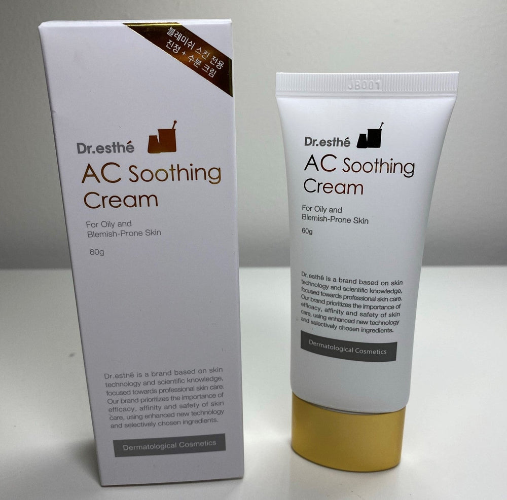 Dr. Esthe AC Soothing Cream 70 g in a jar, showcasing a smooth, creamy texture ideal for calming irritated skin.
