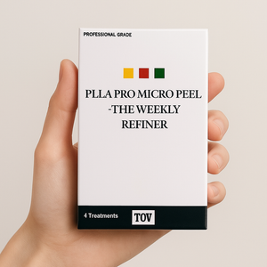 TOV House of PLLA® HOP+ PLLA Pro Micro Peel cell cream in a sleek container, showcasing its creamy texture and branding.