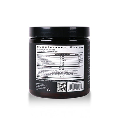 Osmosis Beauty ELEVATE vitamins bottle, showcasing the back label with 100 capsules for immunity, mood, and libido support.