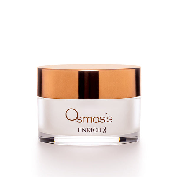 Osmosis Beauty Enrich Restorative Face and Neck Cream in a 30mL jar with a sleek design, showcasing the creamy texture.