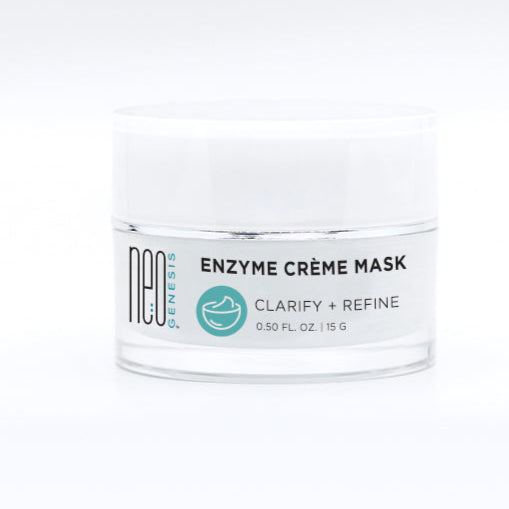 NeoGenesis Enzyme Crème Mask in a 15g jar, showcasing a creamy texture and luxurious consistency for skincare.