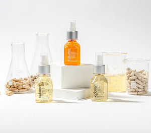 Epicuren Discovery Enzyme Concentrate vitamin protein complex in a lifestyle setting, showcasing the product's packaging and texture.