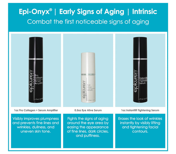 Epicuren Discovery Epi Onyx Early Signs of Aging Kit moisturizer with sleek packaging displayed in a lifestyle setting.