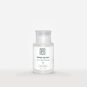 NeoGenesis Erase The Day gentle makeup remover bottle, 150mL, with a clean, elegant design on a neutral background.