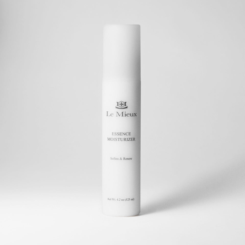 Le Mieux Essence Moisturizer in 4.2oz bottle with cap, showing the sleek packaging and clear liquid inside.