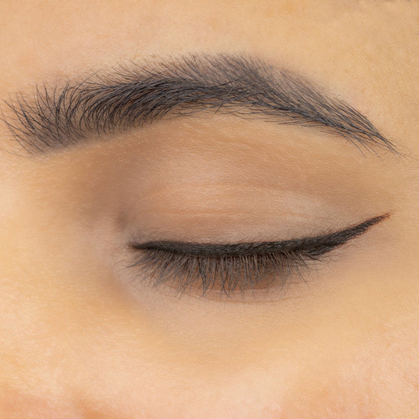 Le Mieux Eye Envy dual-tipped pencil and liquid liner showcasing black eye liner on a white background.