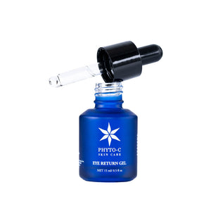 Phyto-C Skin Care Eye Return Gel in a sleek tube, designed to reduce puffiness and dark circles around the eyes.