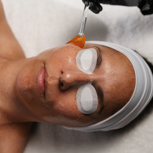 Circadia Eye Shields gel cleanser being applied around the eyes, showcasing its soothing and protective properties.