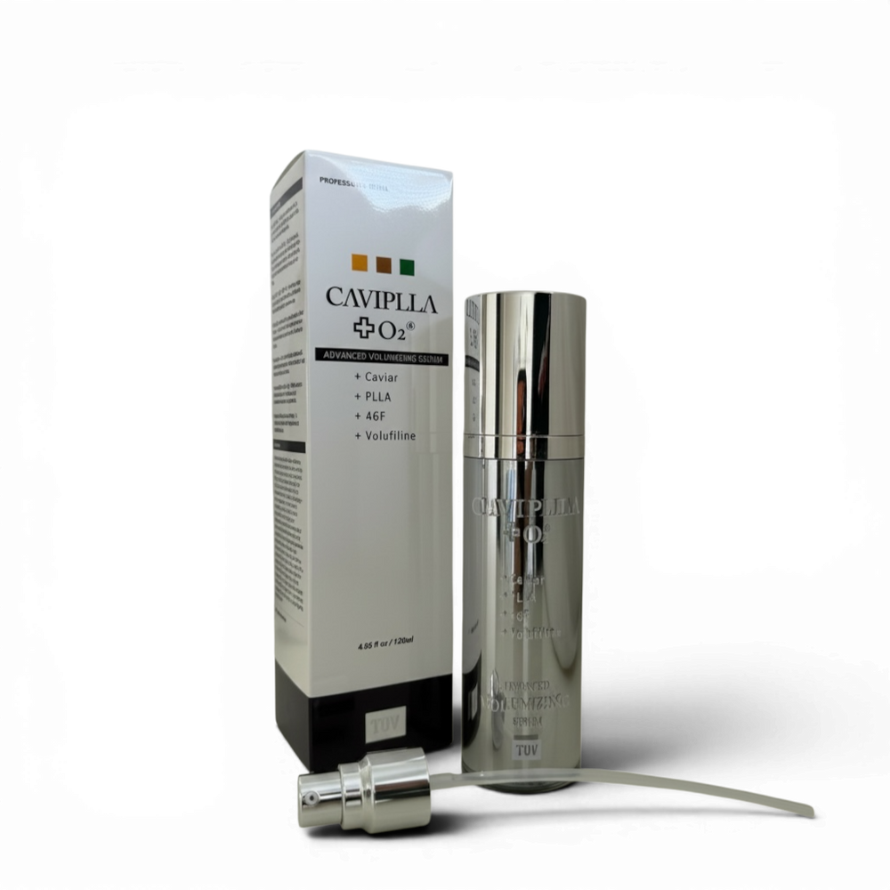 TOV House of PLLA HOP+ CAVIPLLA+O2 volumizing serum bottle, Tov Beauty cell cream for skin enhancement, 120 ml