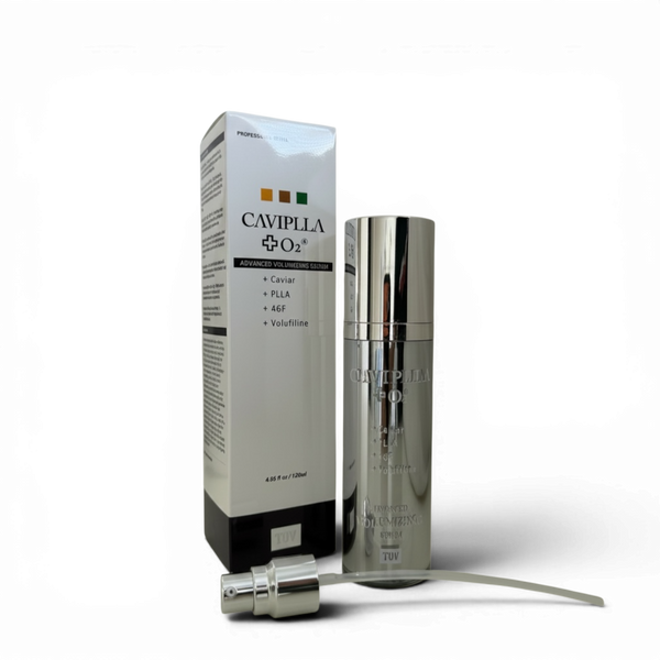 TOV House of PLLA HOP+ CAVIPLLA+O2 volumizing serum bottle, Tov Beauty cell cream for skin enhancement, 120 ml