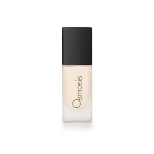 Osmosis Beauty Flawless Foundation in Porcelain shade, showcasing the sleek bottle and product texture.