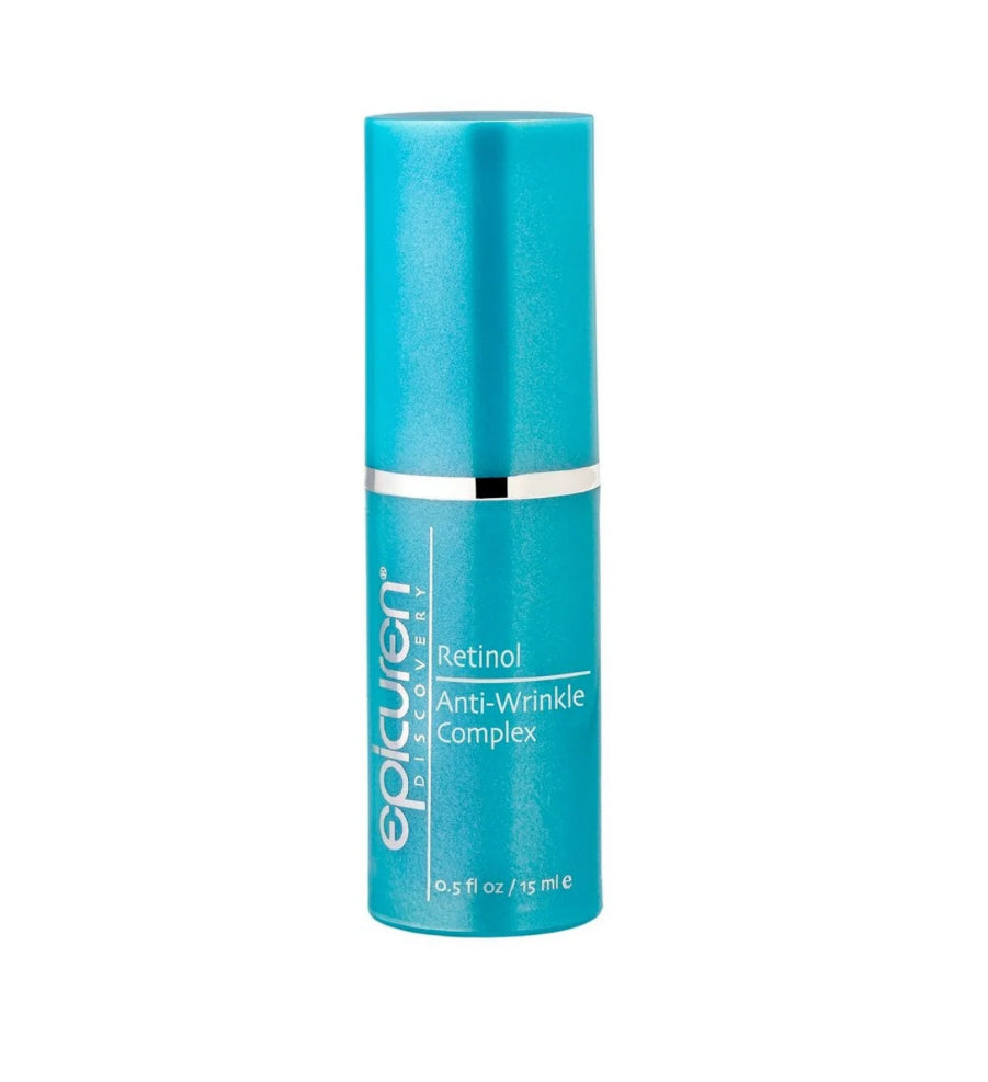 Epicuren Discovery Retinol Anti-Wrinkle Complex in a 0.5 Fl Oz bottle for preventative skincare.