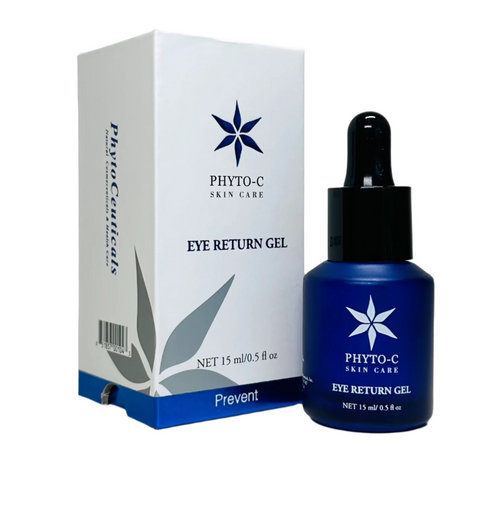 Phyto-C Skin Care Eye Return Gel in a sleek container, designed for reducing dark circles and puffiness around the eyes.