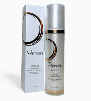 Osmosis Beauty Boost Peptide Activation Mist bottle with a sleek design, showcasing its hydrating mist for skin revitalization.