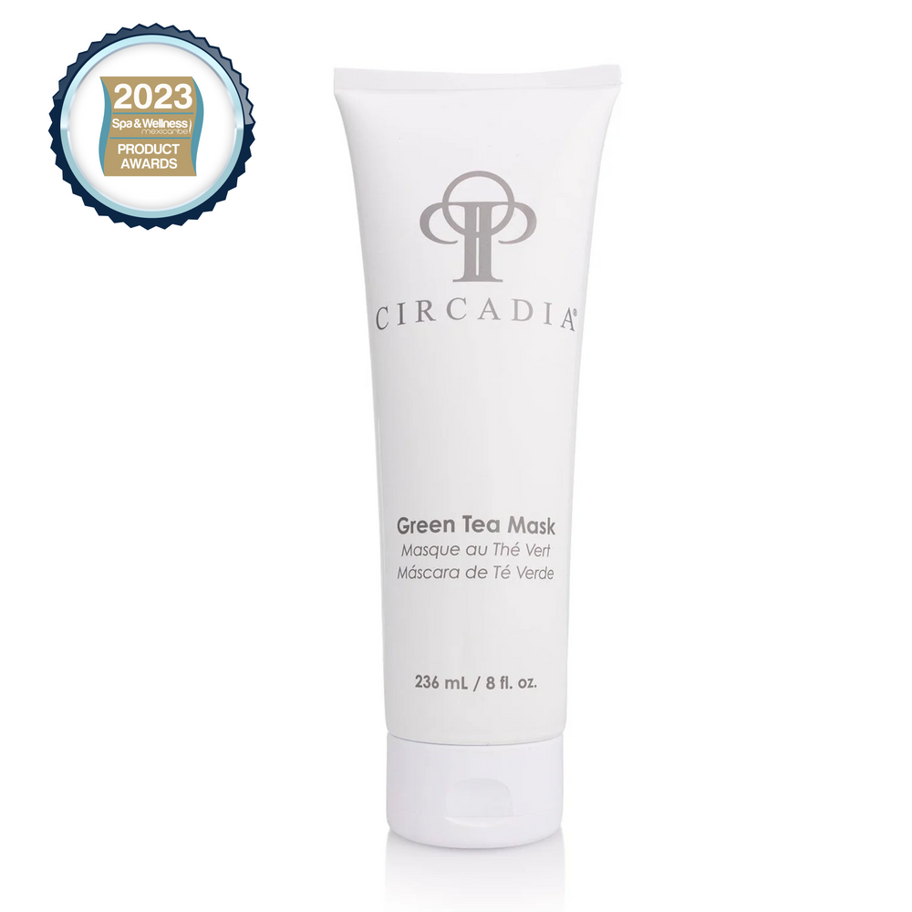 Circadia Green Tea Mask in a jar, featuring a green tea-infused skincare mask with a smooth, creamy texture.