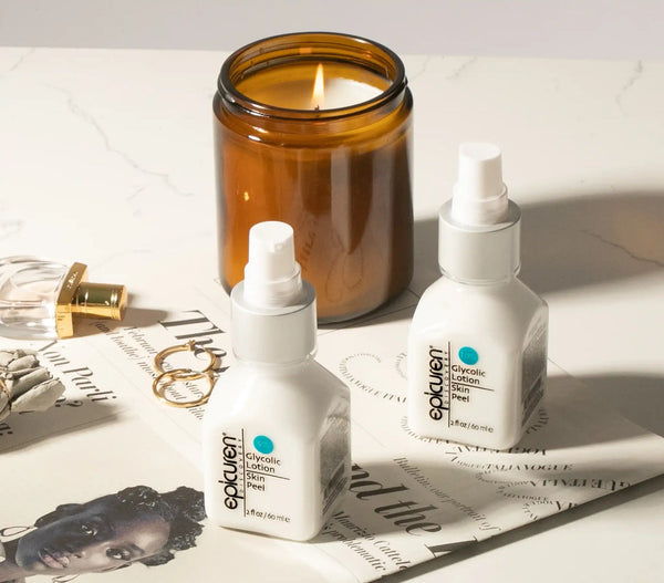 Epicuren Discovery Glycolic Lotion Skin Peel in a sleek bottle, showcasing exfoliating properties for healthier skin.