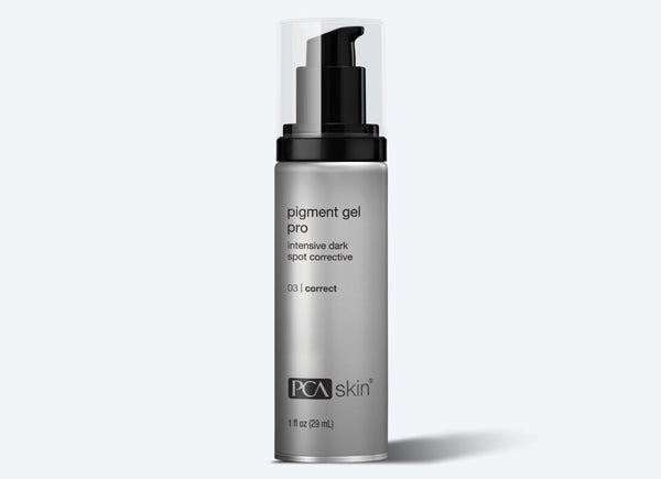 PCA Skin Pigment Gel Pro 1 fl oz bottle, featuring a sleek design for targeted skin pigmentation treatment.