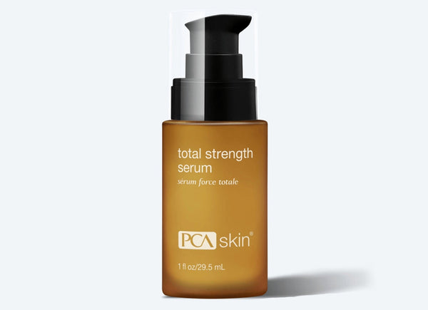 PCA Skin Total Strength Serum in a sleek bottle, showcasing its lightweight texture and anti-aging benefits.