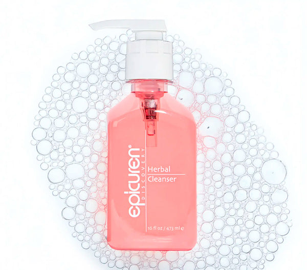 Epicuren Discovery Herbal Cleanser in a lifestyle setting, showcasing its natural ingredients and refreshing texture.