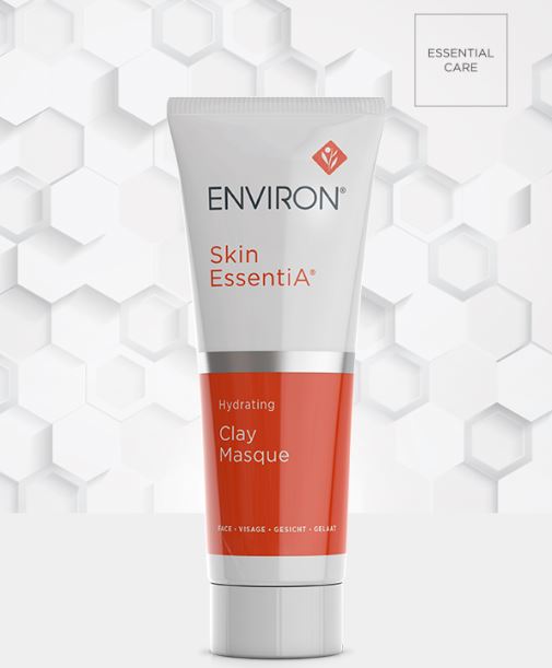 Environ Hydrating Clay Masque in a 50ml tube, showcasing its smooth texture and hydrating ingredients for skin care.