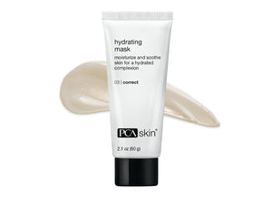 PCA Skin Hydrating Mask 2.1 oz in a creamy texture swatch, showcasing its moisturizing properties for skin.