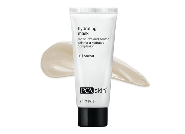 PCA Skin Hydrating Mask 2.1 oz in a creamy texture swatch, showcasing its moisturizing properties for skin.