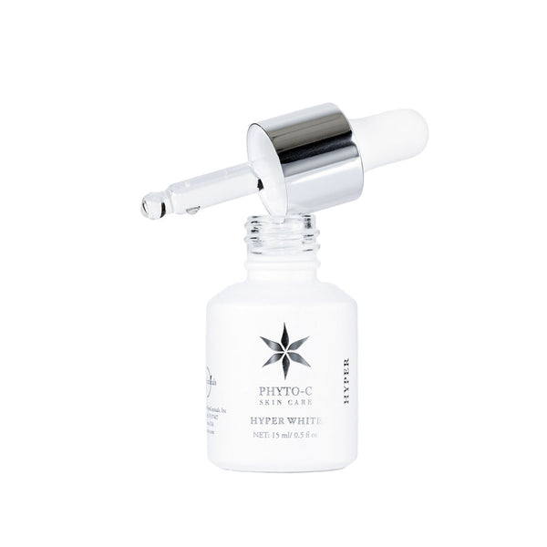 Phyto-C Skin Care HYPER-White 15 ml bottle with a sleek design, showcasing the product's brightening formula.