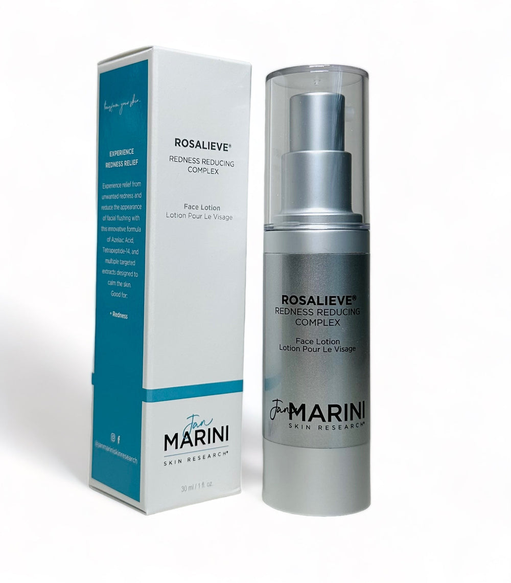 Jan Marini Rosalieve 30 ml bottle for redness relief with a sleek design and clear label on a white background.