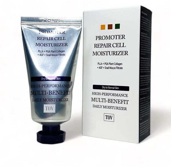 Tov Beauty PLLA Volume Boost Moisturizer for normal to dry skin in a 50 ml jar, showcasing a smooth cream texture.