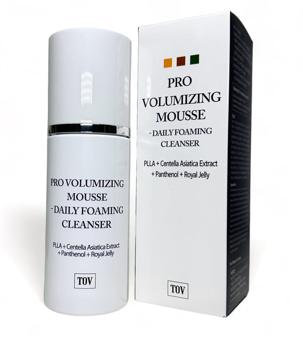 TOV House of PLLA HOP+ Pro Volumizing Mousse in a 150ml bottle, showcasing its sleek design and foaming texture.