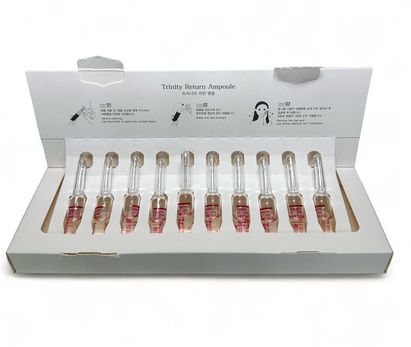 Skinbolic Trinity Return Ampoule set of 10, featuring individual ampoules in a sleek packaging design.