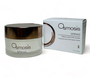Osmosis Beauty Spring Fresh Enzyme Mask in a jar with a light green color and smooth texture against a neutral background.