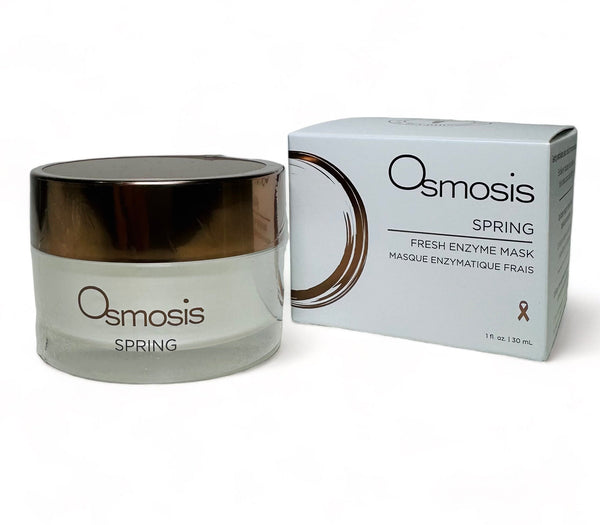 Osmosis Beauty Spring Fresh Enzyme Mask in a jar with a light green color and smooth texture against a neutral background.